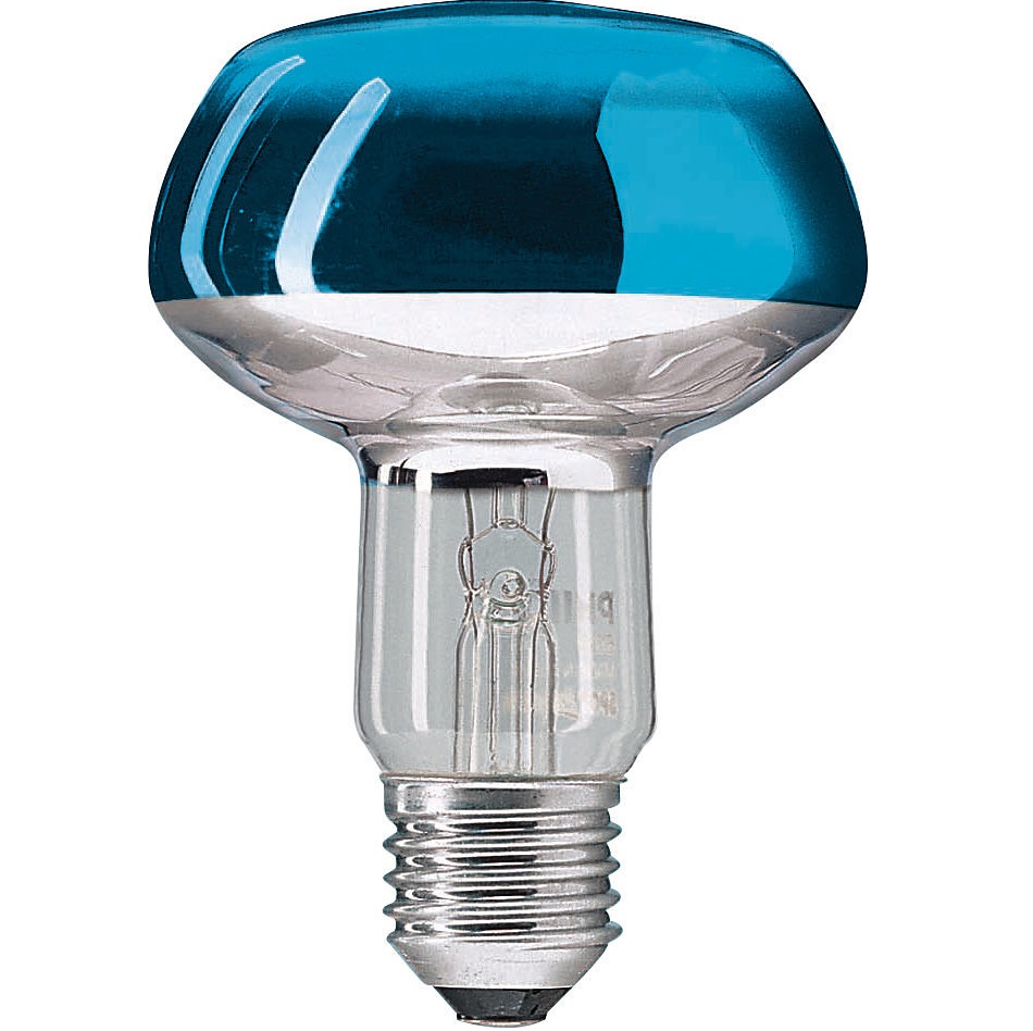 Лампа накаливания рефлекторная - Philips Reflector Colours NR80 E27 230V синяя 60W 180lm - 871150006652715 фото