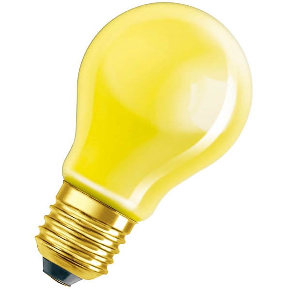 Лампа накаливания цветная (желтая) - OSRAM DECOR A YELLOW 11W 230V E27 - 4008321480910 фото