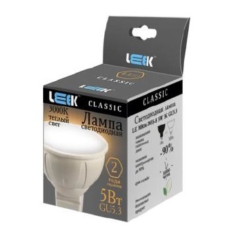 Лампа светодиодная - LEEK CLASSIC MR16 2835-15 220V 5W 4000K GU5.3 330lm 25000h - LE010505-0006 фото