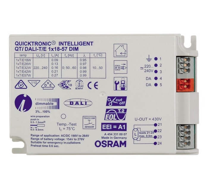 ЭПРА управляемый для КЛЛ ламп - OSRAM QTi DALI-T/E 1x18-57 DIM - 4008321060808 фото