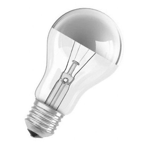 Лампа накаливания специальная декоративная - OSRAM SPC. MIRROR A SILV 60W 230V E27 (стандарт серебряный купол d=60 l=104) - 4050300309651 фото