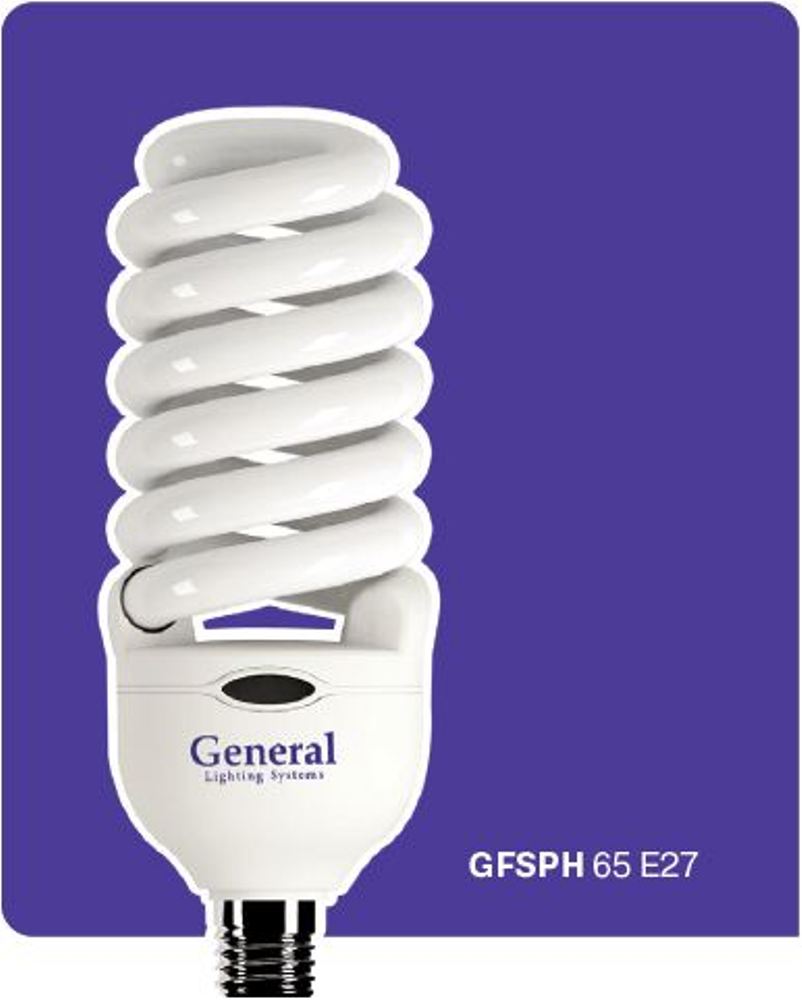 Лампа энергосберегающая GENERAL HIGH WATTAGE FULL SPIRAL GFSPH 65 E27 4000 - код заказа: GENERAL-7506 фото