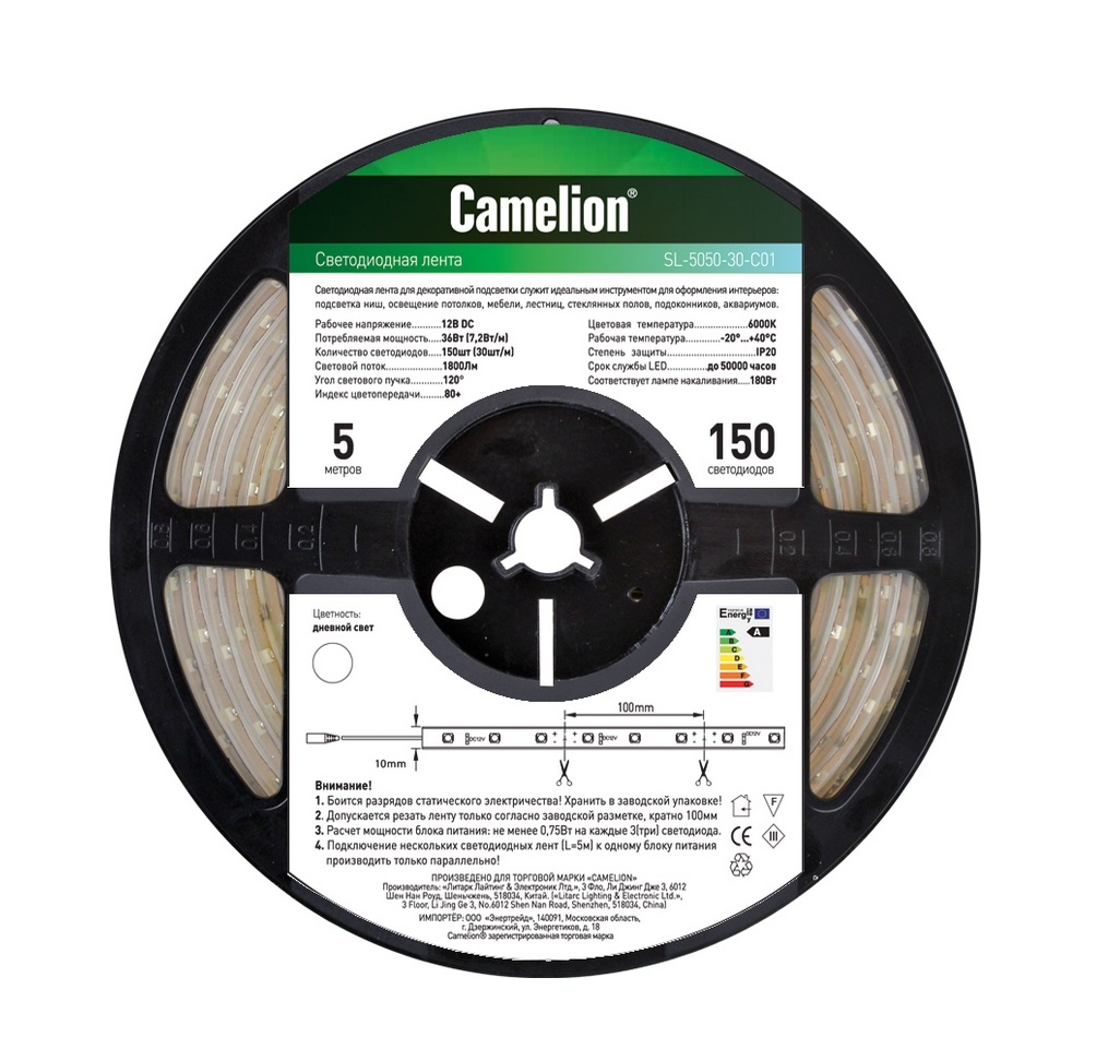 Лента светодиодная - Camelion SL-5050-30-C04 12V 36W 1800lm красный 1800 - Camelion-11117 фото