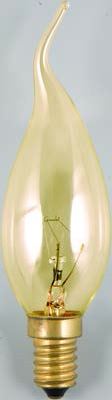 Лампа накаливания KOMTEX (Comtech) декоративная Свеча на ветру GB CL 60 E14 FLAME GOLD золотая CH911334 фото