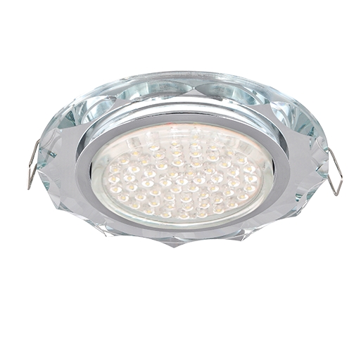 Светильник встраиваемый с вогнутыми гранями - Ecola GX53 H4 Glass хром - хром 38x126 - FM53RCECH фото